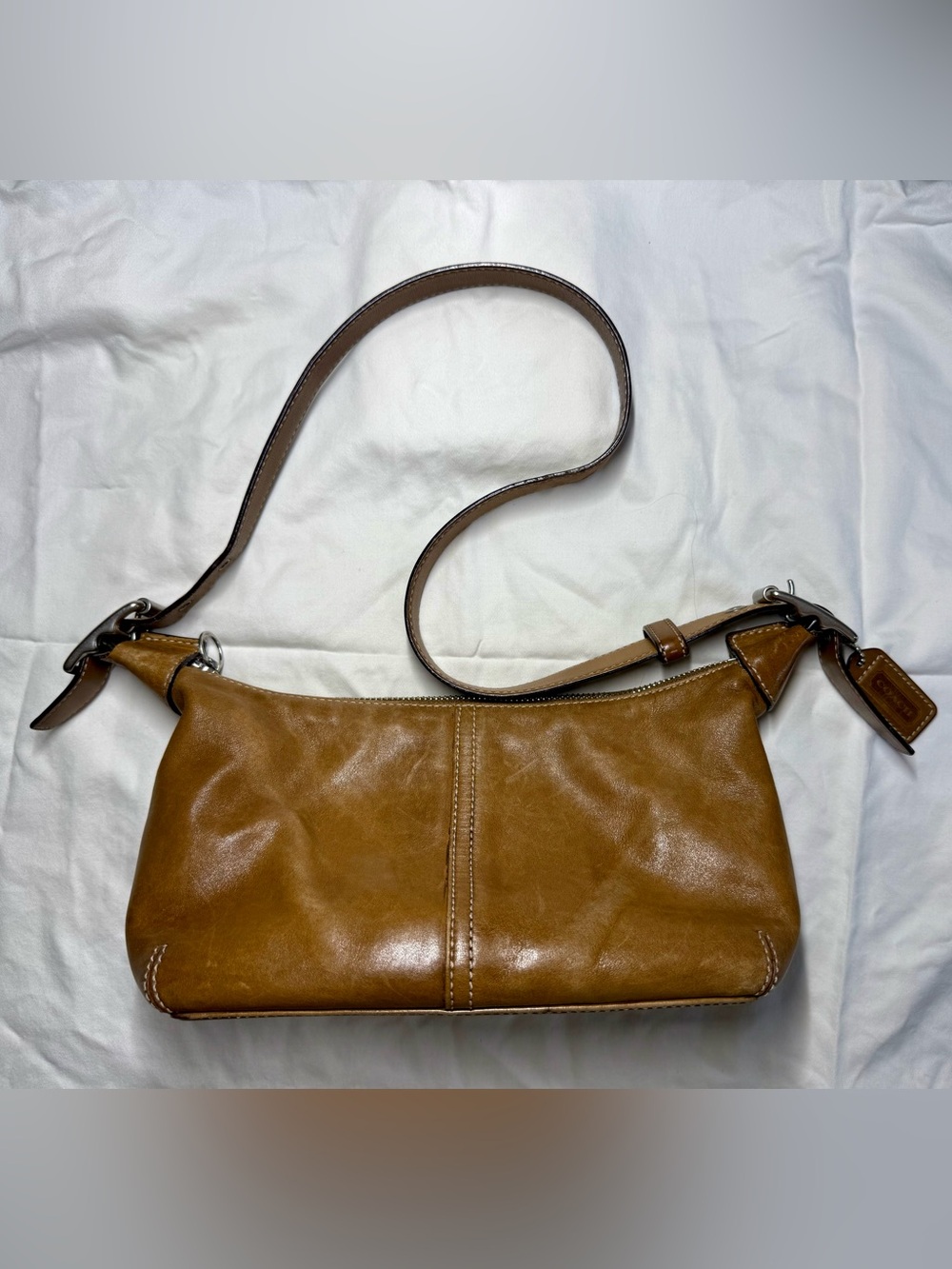 Vintage COACH 9564 Tan Leather Legacy Demi Hobo Shoulder Bag Adjustable Strap